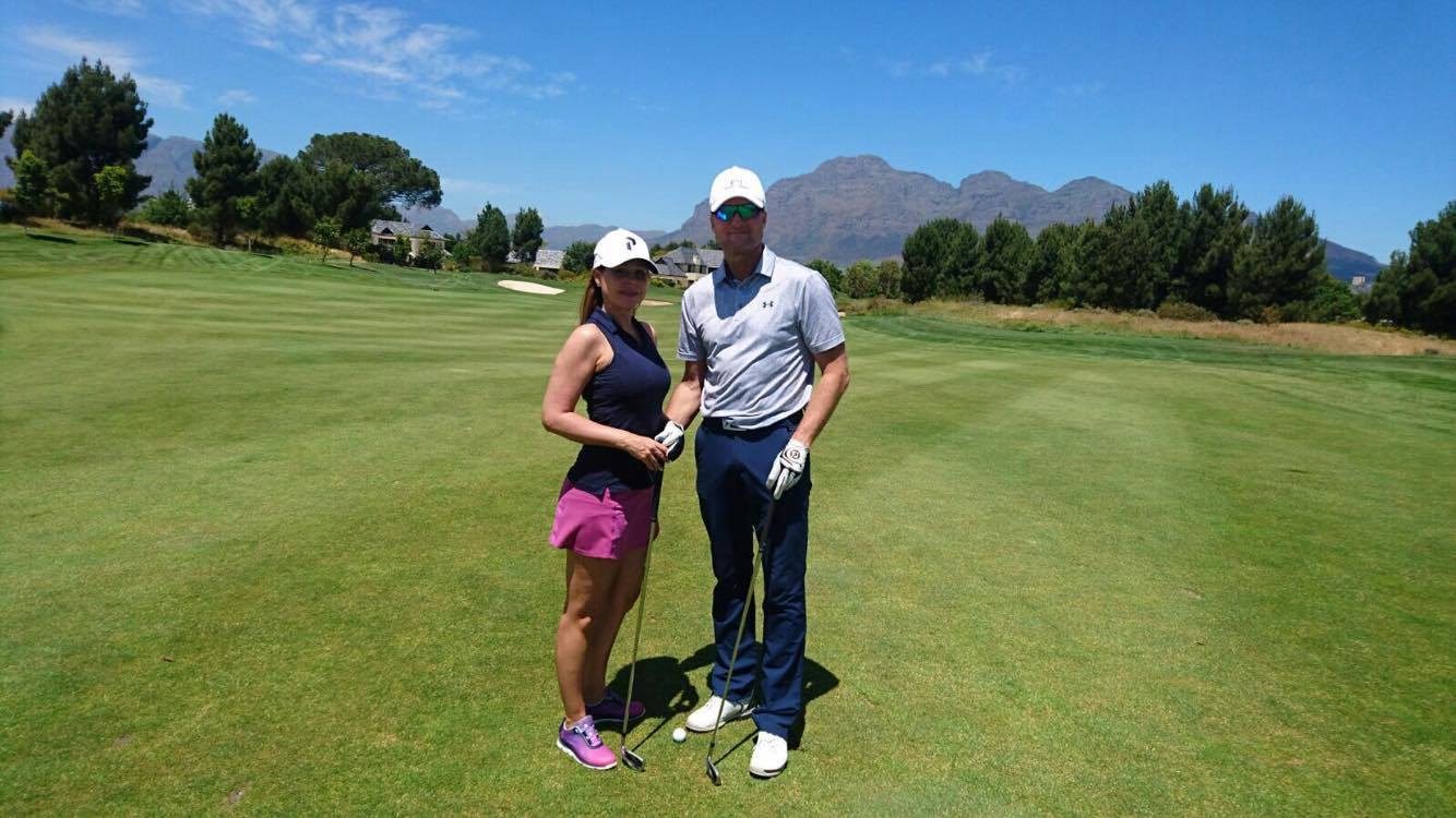 Anna and Thomas golfing at Pearl Valley